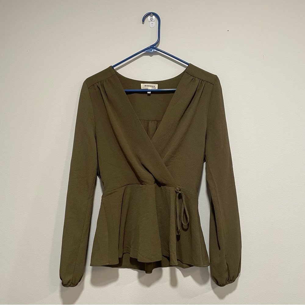 Monteau Olive Green Blouse